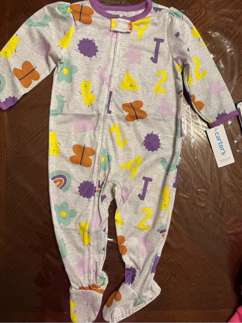 Carter's Pink Unicorn & Patterned Multi-Color Baby One-Piece Sleepers (2-Pack)